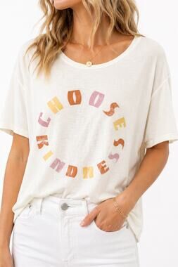 GRAYSON SOCIAL Choose Kindness Graphic Tee Plus Size White Boho Casual | 4X